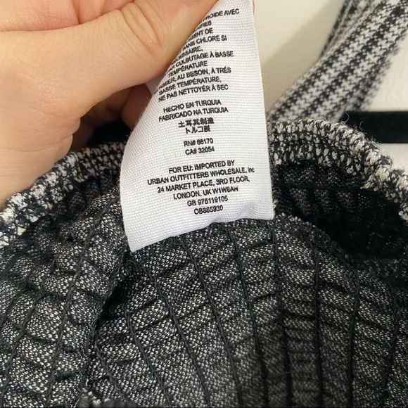 Free People Smocked Crop Top Tank Black White Gingham Plaid Print Cropped Small - Picture 5 of 6